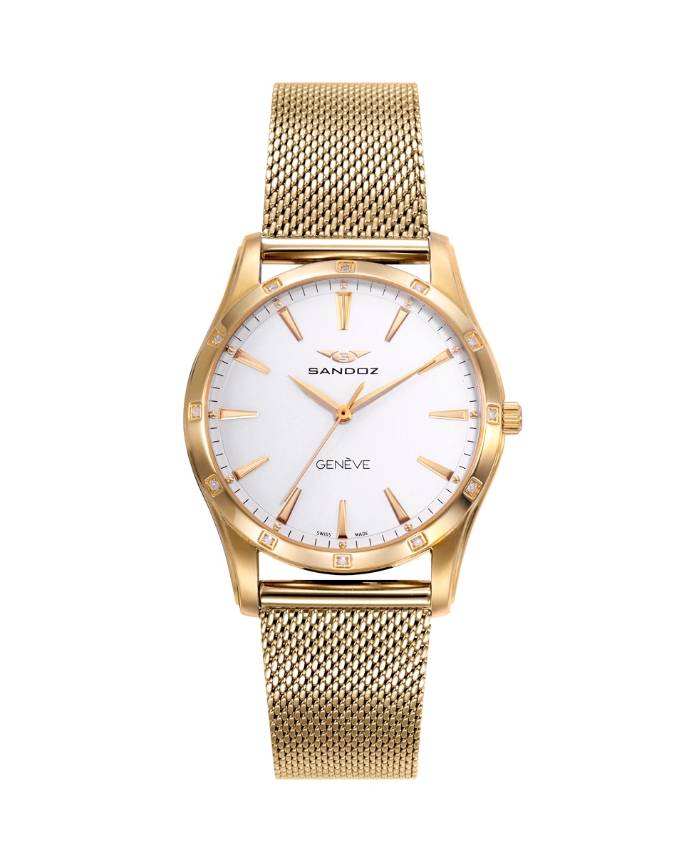 Reloj de Mujer Classic&Slim caja de acero en Ip dorado, con malla