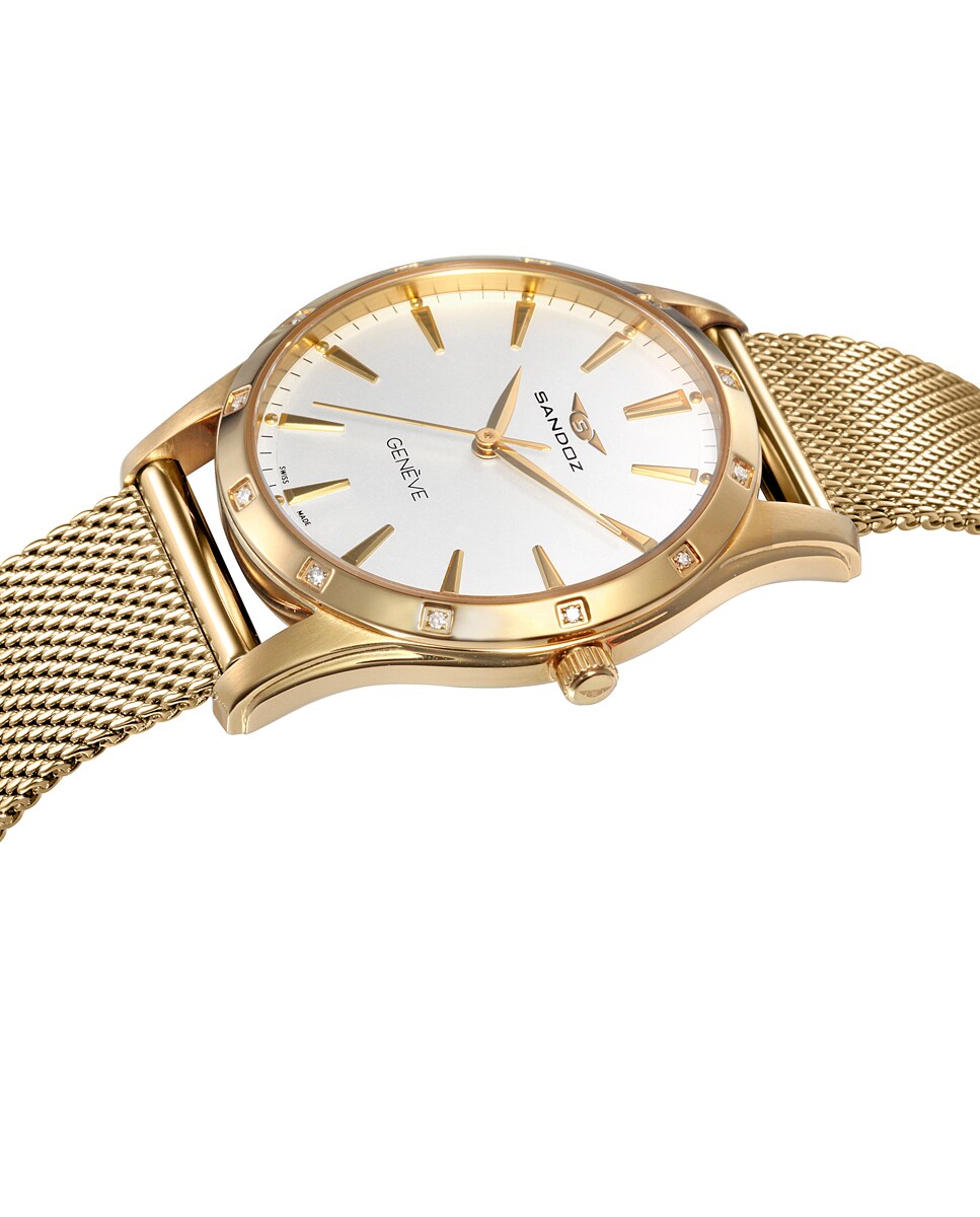 Reloj de Mujer Classic&Slim caja de acero en Ip dorado, con malla