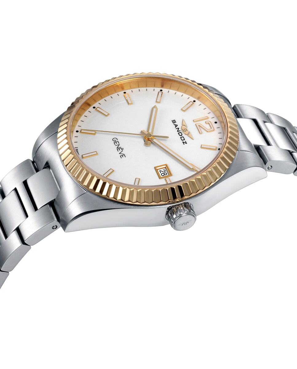 Reloj de Hombre Casuel caja de acero bicolor con bisel Ip dorado y