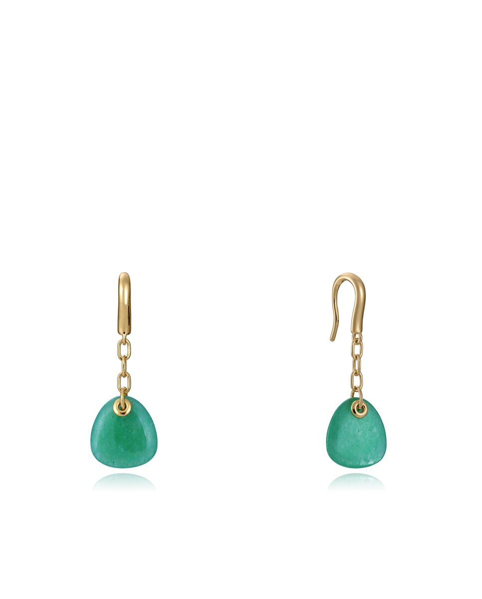 Pendientes elegant de plata de ley con baño de oro y colgante de piedra natural calcedonia - Viceroy - Verde Verde-1