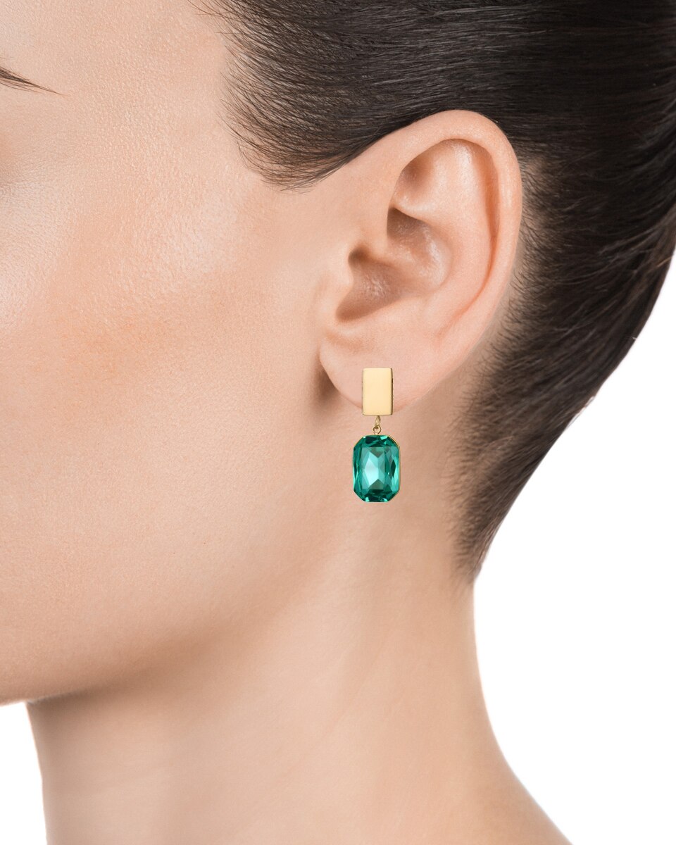 Pendientes chic de acero ip dorado y cristales - Viceroy - Verde / Azul marino Verde / Azul marino-2