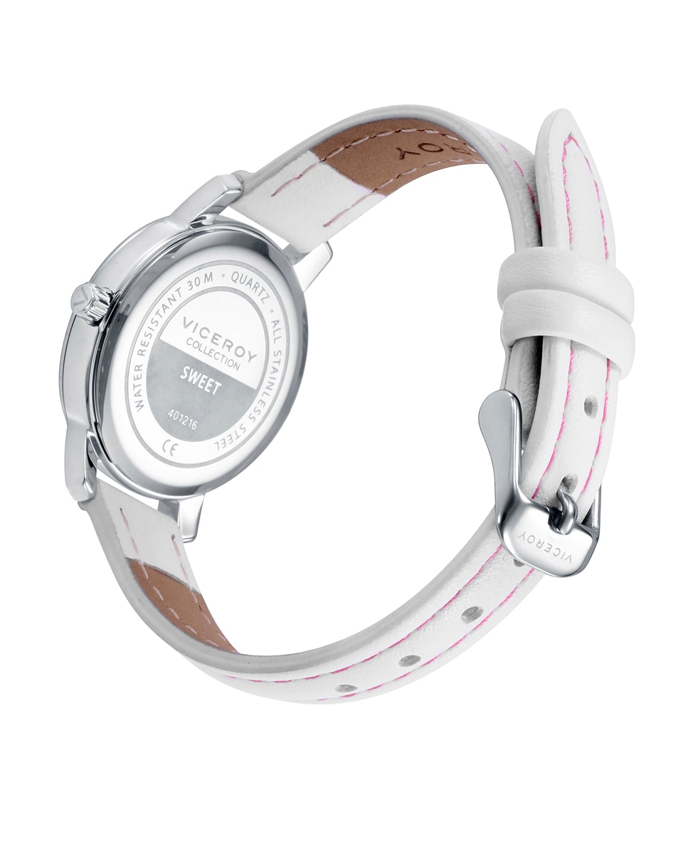 Reloj infantil de niña con caja de acero y correa de piel blanca y pulsera de regalo - Viceroy - Plata Plata-2