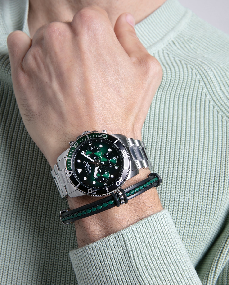 Reloj analógico de hombre heat con caja de acero con bisel de aluminio bicolor en color verde y negro y brazalete de acero - Viceroy - Negro / Verde Flúor Negro / Verde Flúor-3