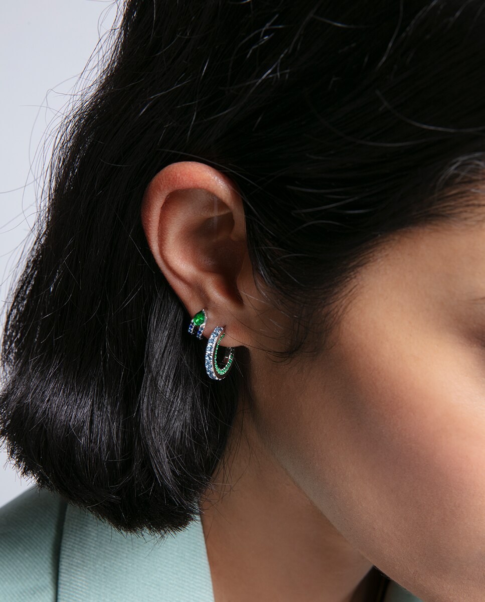Pendientes trend de plata de ley con baño de rodio y circonitas - Viceroy - Multicolor Multicolor-2