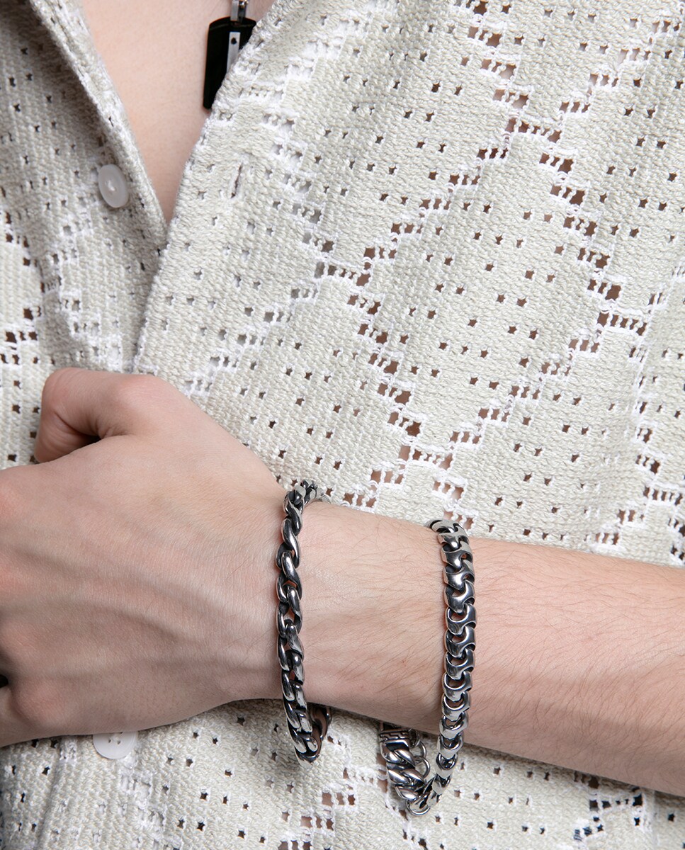 Pulsera de hombre Magnum de cadena de acero Plata-2