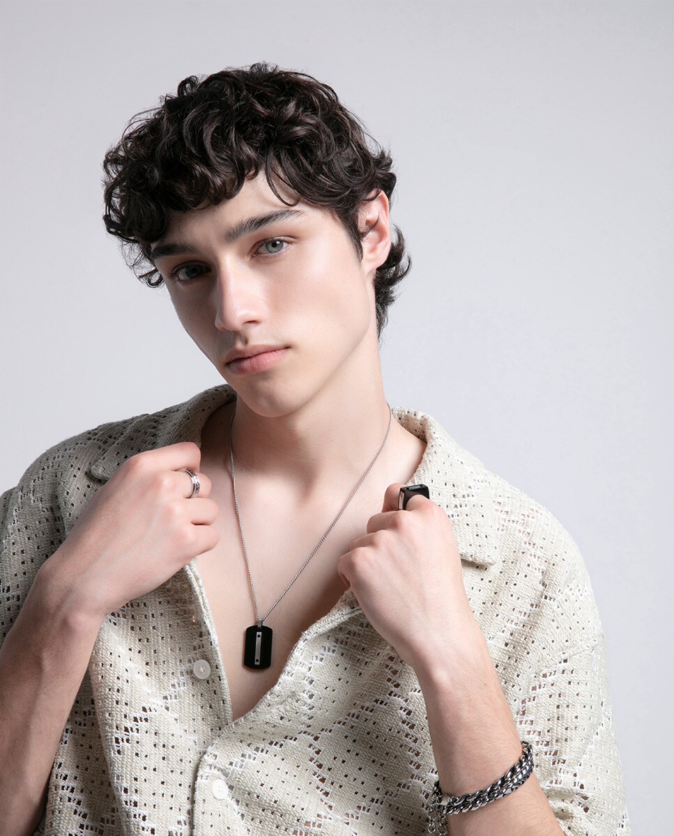 Pulsera de hombre Magnum de cadena de acero Plata-3