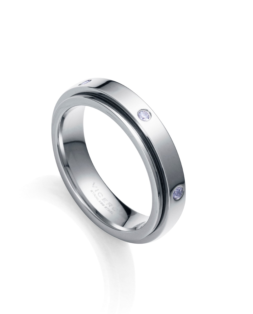 Anillo Chic de acero giratorio con circonitas blancas · Viceroy