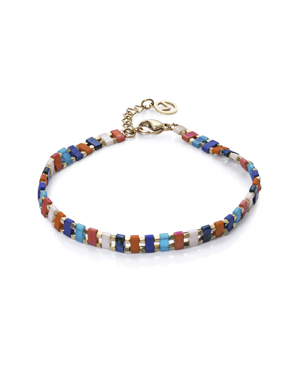 Viceroy Chic Bracciale Donna 14088P01012 – Acciaio Con IP Dorato, Cristalli Verdi, Blu, Viola E Zirconi, Lunghezza 17 Cm