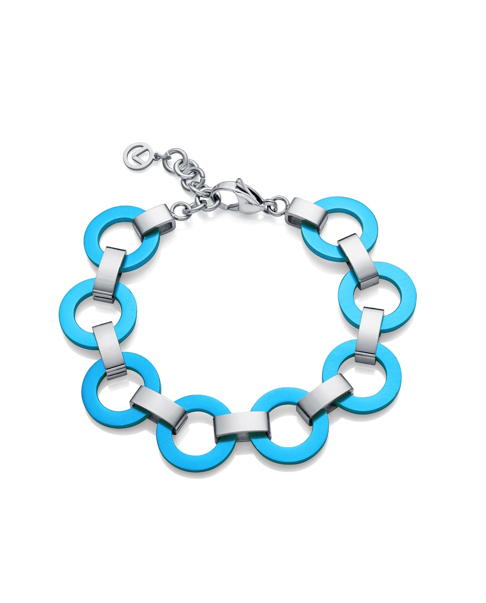 Imagen 0 de Pulsera con eslabones de mujer colors de acero con aros de aluminio azul Azul