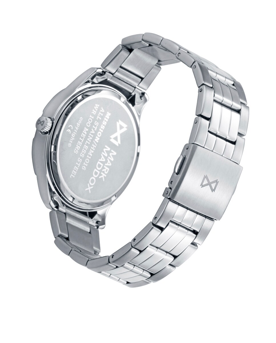 Orologio con cassa in acciaio con ghiera verde da 10 atm e bracciale in acciaio