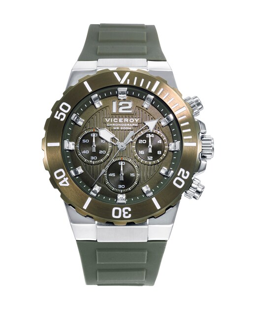 Imagen 0 de Reloj de hombre Heat con caja de acero con bisel Ip negro y correa de silicona verde