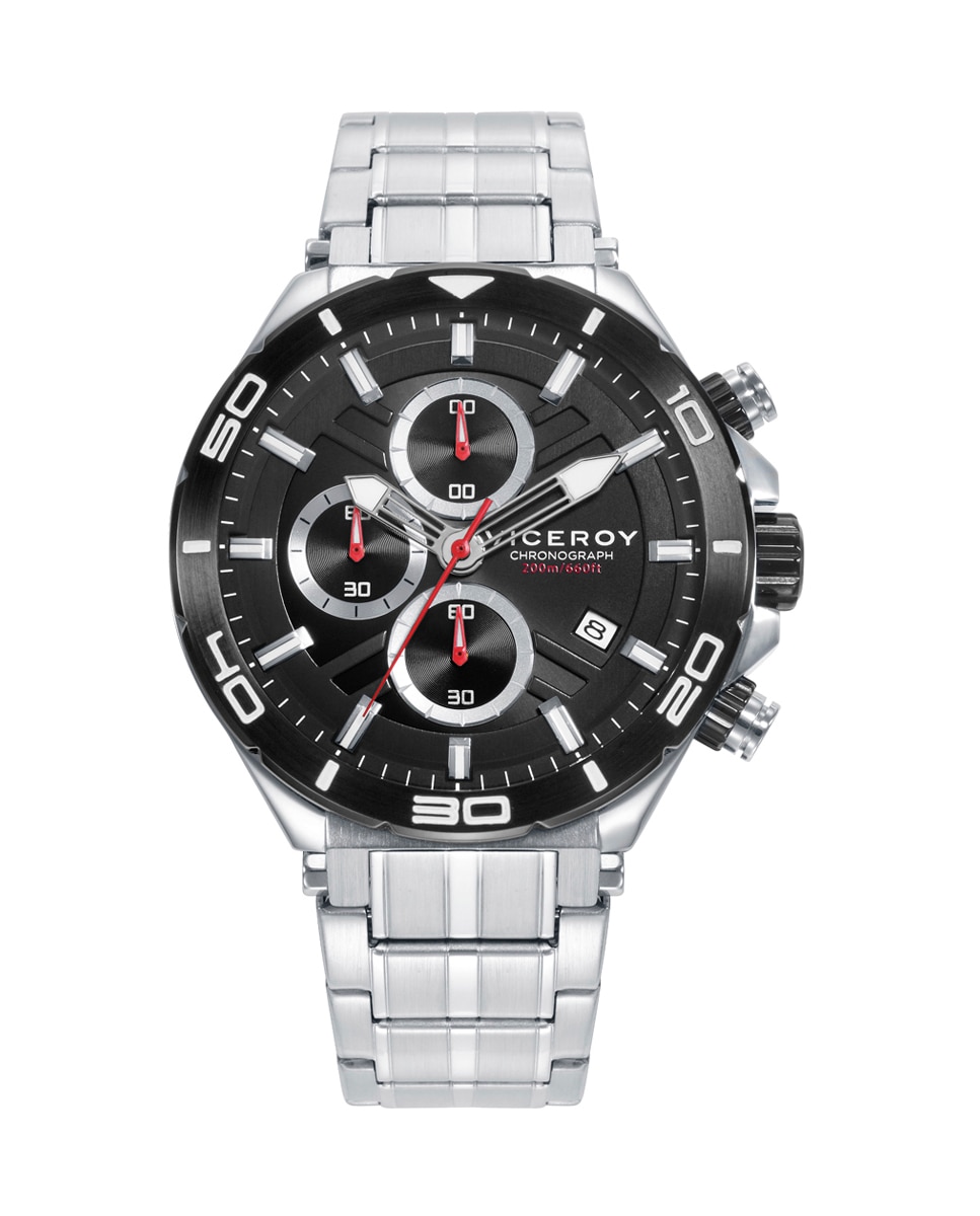 Reloj analógico de hombre heat caja de acero con bisel negro y brazalete de acero Negro / Plata Viceroy Negro / Plata-1
