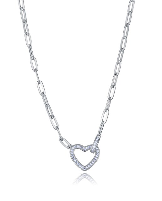 Imagen 0 de Collar de plata Trend bañado en rodio y corazón