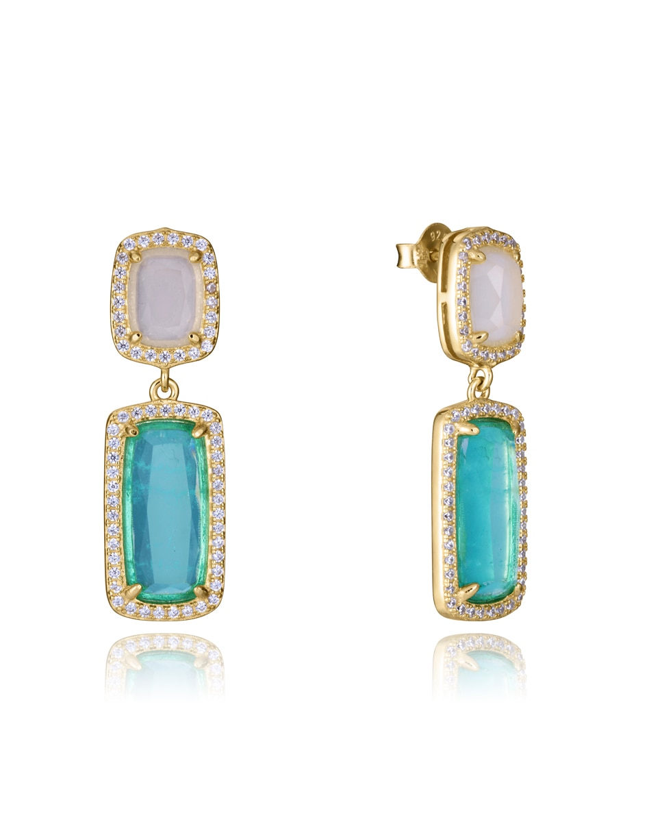 Pendientes de plata de primera ley elegant con baño de oro y colgante con dos cristales - Viceroy - Multicolor Multicolor-1
