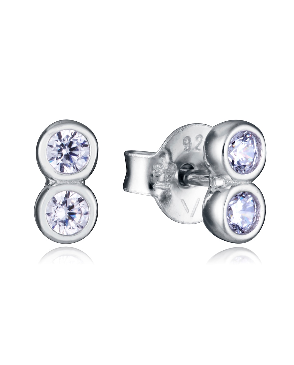 Pendientes de plata de primera ley trend con baño de rodio y dos circonitas blancas - Viceroy - Plateado Plateado-1