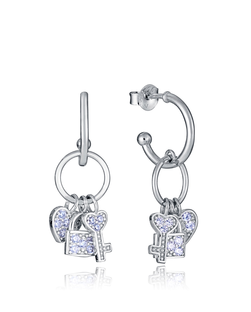 Pendientes de plata de primera ley trend con baño de rodio con colgante - Viceroy - Plateado Plateado-1