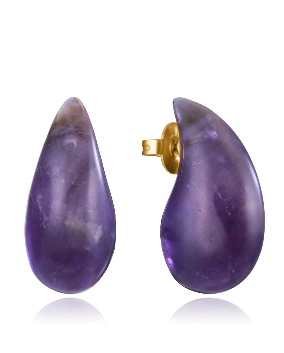 Pendientes de mujer chic de acero ip dorado y piedra natural - Viceroy - Morado Morado-1