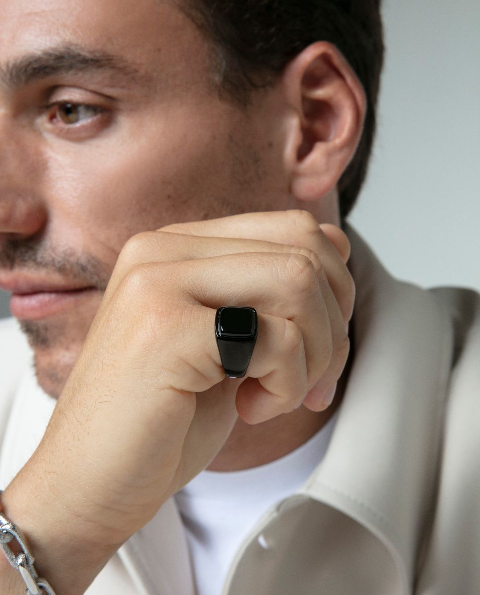 Anillo de hombre beat de acero ip negro tipo sello - Viceroy - Negro Negro-2