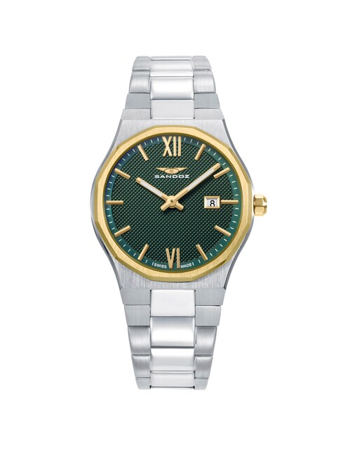 Imagen 0 de Reloj de mujer caja de acero con bisel Ip dorado y brazalete de acero