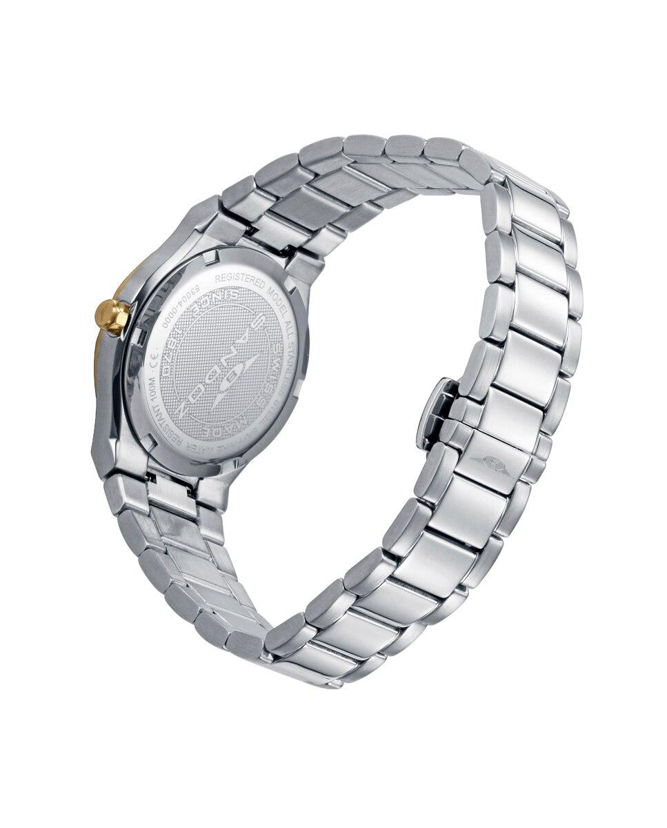 Reloj de mujer caja de acero con bisel ip dorado y brazalete de acero - Sandoz - Plateado Plateado-2