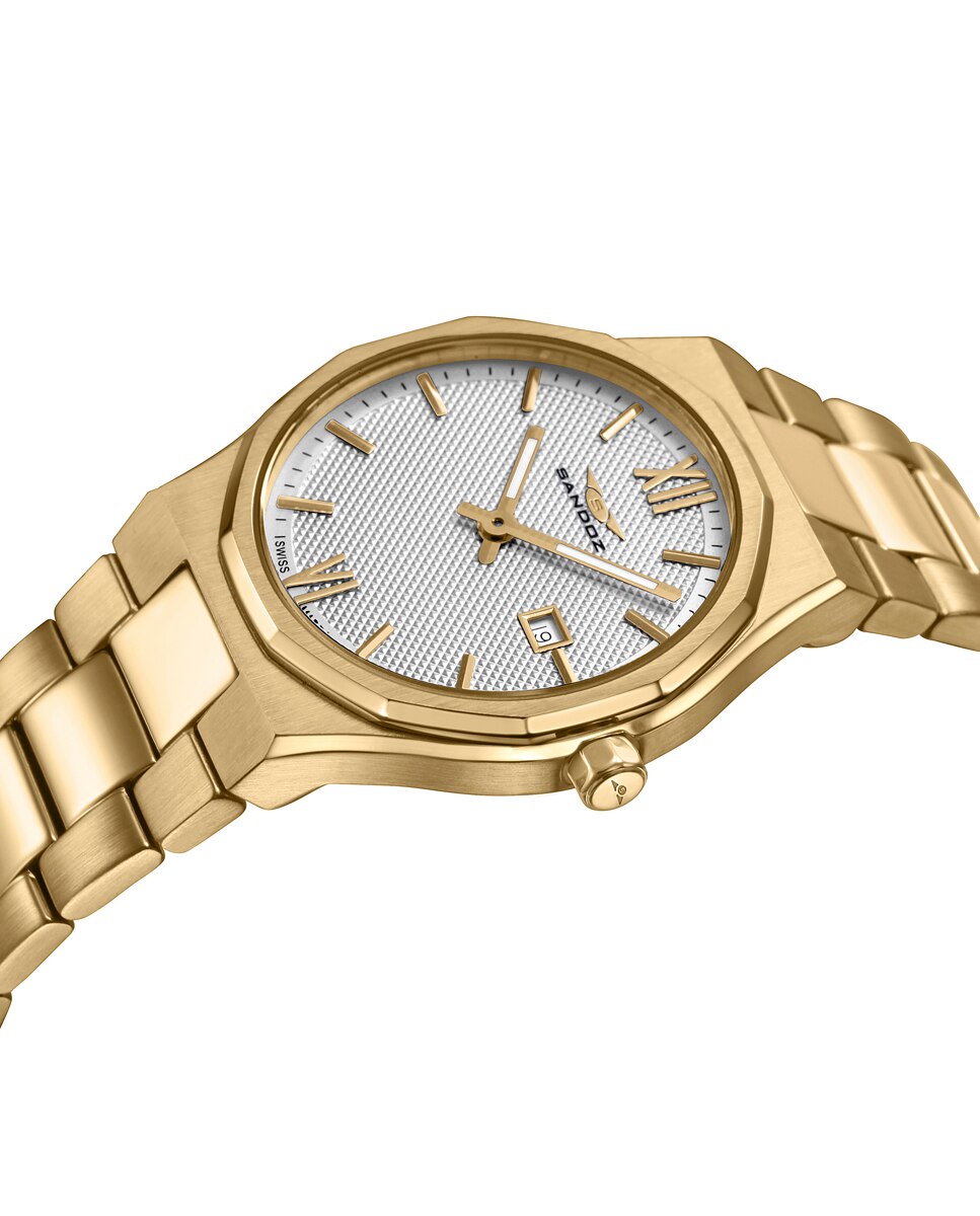 Reloj de mujer con caja de acero y brazalete de acero ip dorado - Sandoz - Oro Oro-3