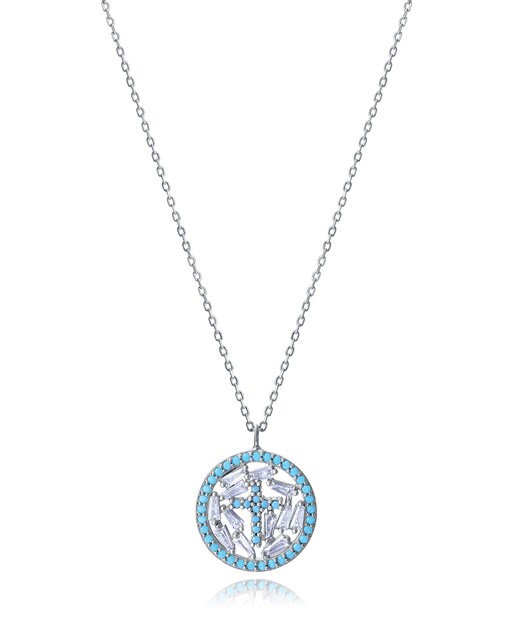 Imagen 0 de Collar de niña plata de primera ley con baño de rodio y colgante con cruz