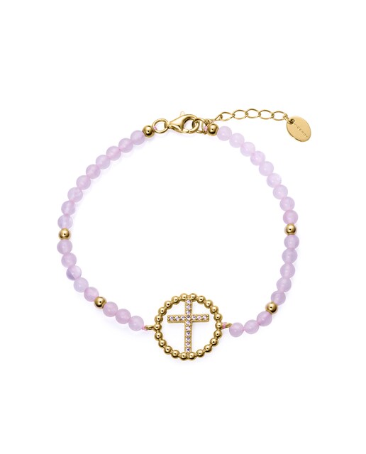 Imagen 0 de Pulsera de niña plata de primera ley con baño de oro con piedras naturales