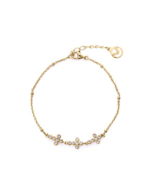 Imagen 0 de Pulsera de plata de primera ley con baño de oro y tres cruces