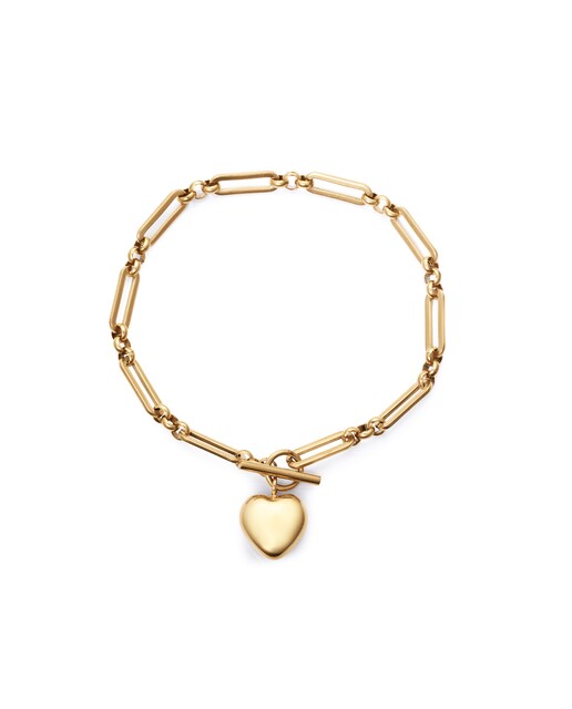Imagen 0 de Pulsera de acero Ip dorado con corazón
