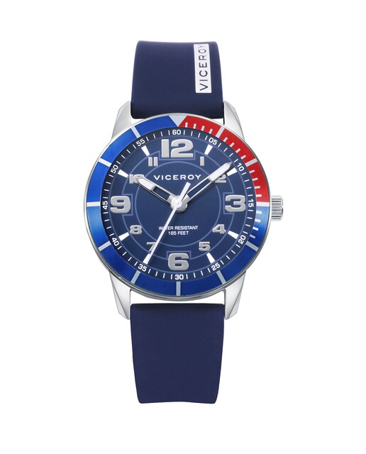 Imagen 0 de Reloj de niño caja de acero y correa de silicona azul con pulsera de regalo