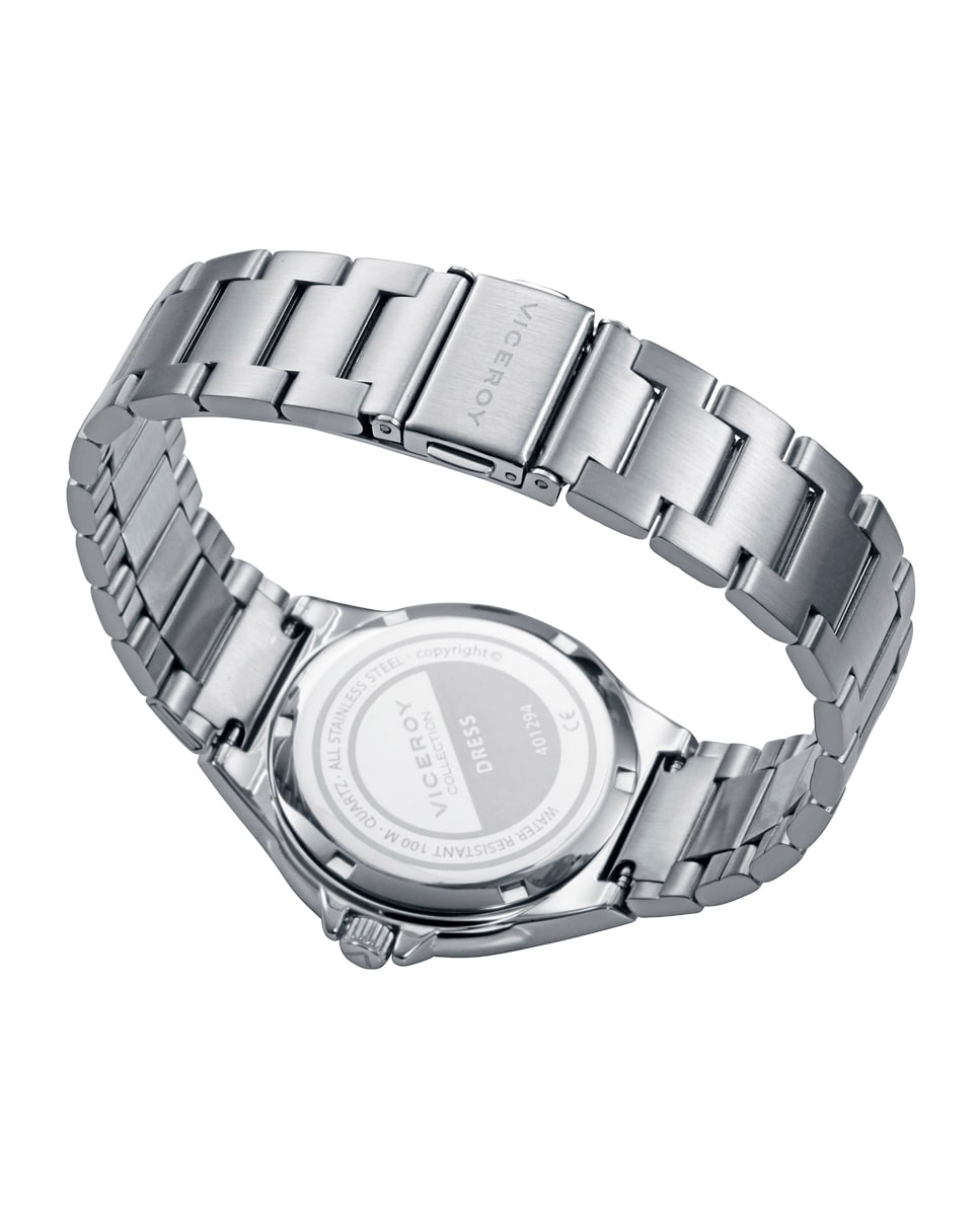 Reloj de mujer con caja y brazalete de acero Plata-2