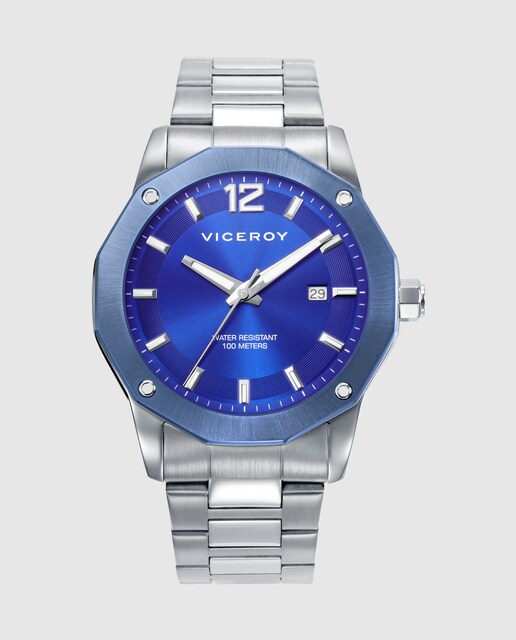 Imagen 0 de Reloj de hombre con caja bitono de acero e Ip azul y brazalete de acero