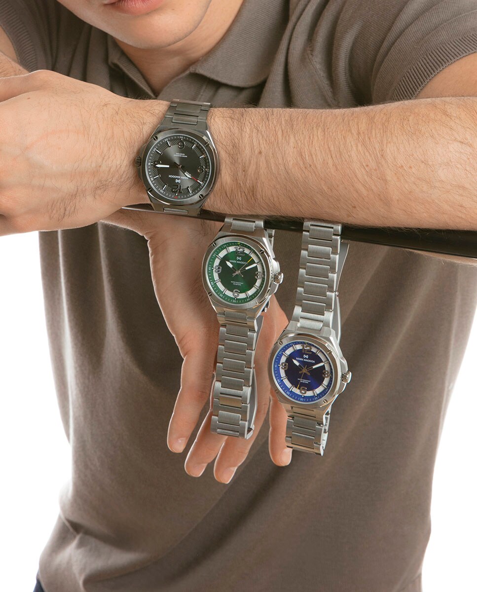 Bracciale Uomo In Acciaio Colore Grigio IP – Chiusura Deployante Con Pulsanti – Cassa In Acciaio – 401187-13