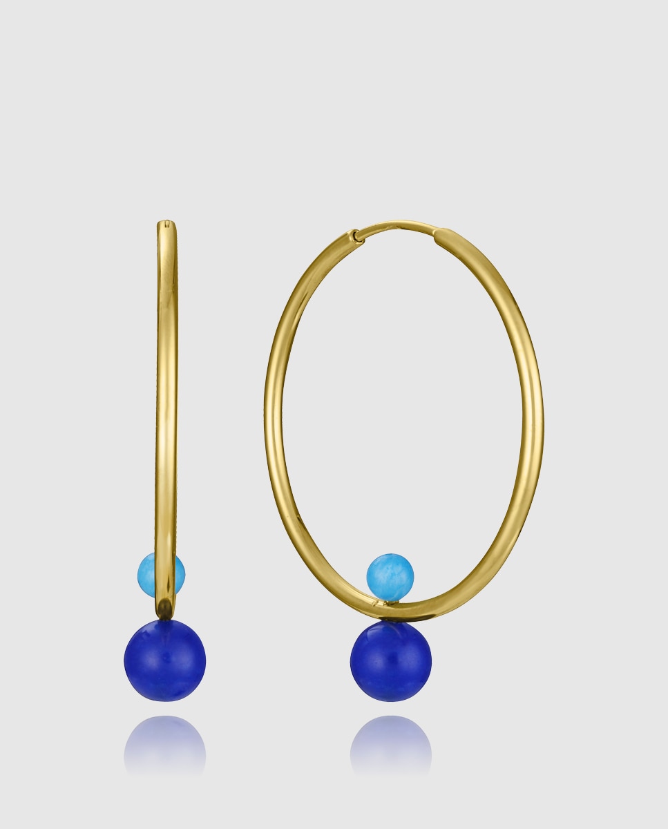 Pendientes de mujer de acero ip dorado aro con piedras - Viceroy - Azul Azul-1
