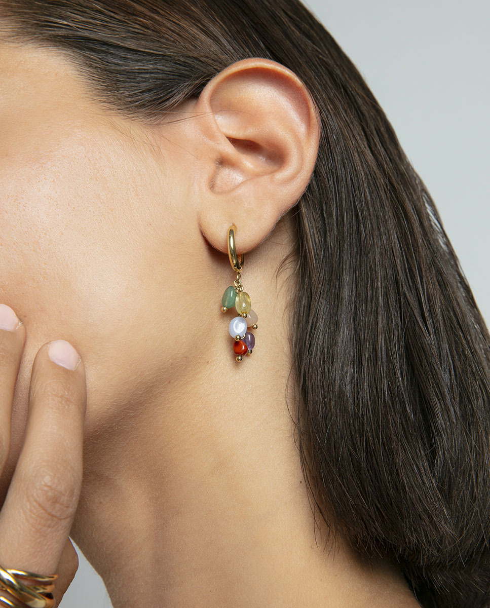 Pendientes de mujer de acero ip dorado con cadena y piedras naturales - Viceroy - Multicolor Multicolor-2