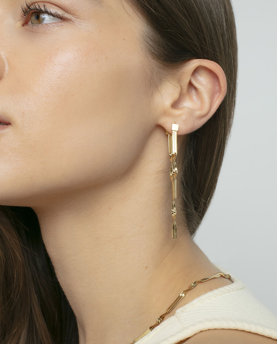 Pendientes de mujer de acero ip dorado doble cadena de serpiente - Viceroy - Dorado Dorado-2