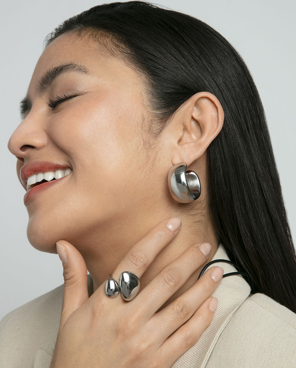 Pendientes de mujer de acero aro abierto con volumen - Viceroy - Plateado Plateado-2