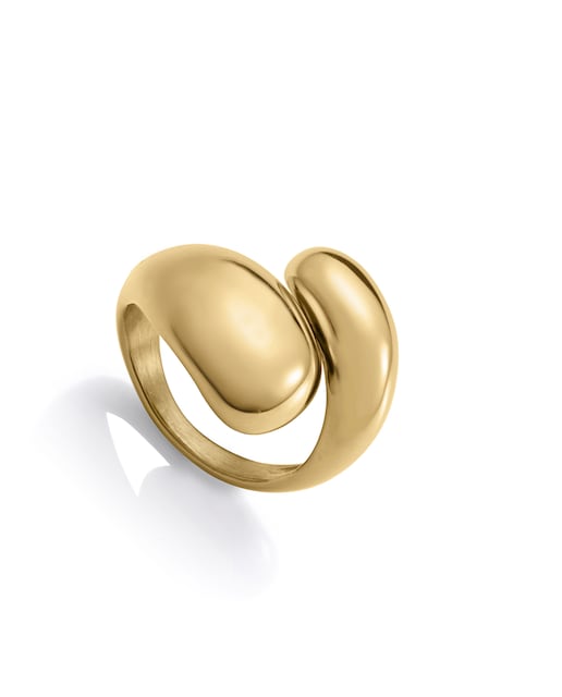 Imagen 0 de Anillo de mujer de acero Ip dorado volumen
