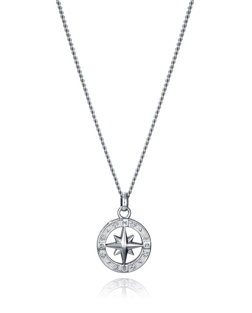 Imagen 0 de Collar de hombre de acero con colgante rosa de los vientos