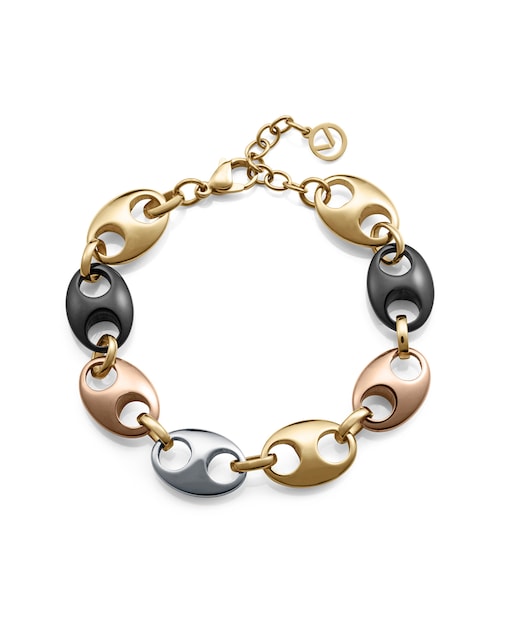 Imagen 0 de Pulsera de mujer de acero tipo calabrote con Ip dorado,negro y rosa