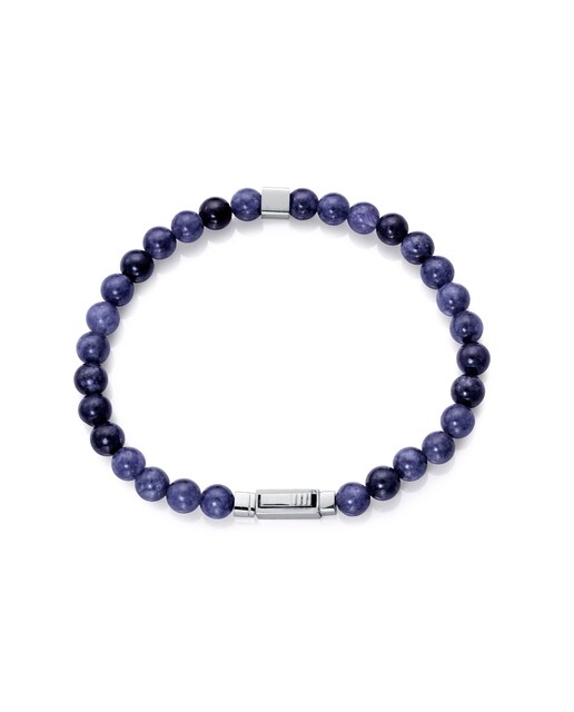 Imagen 0 de Pulsera de hombre de acero y piedras naturales en tonos azules y  grises