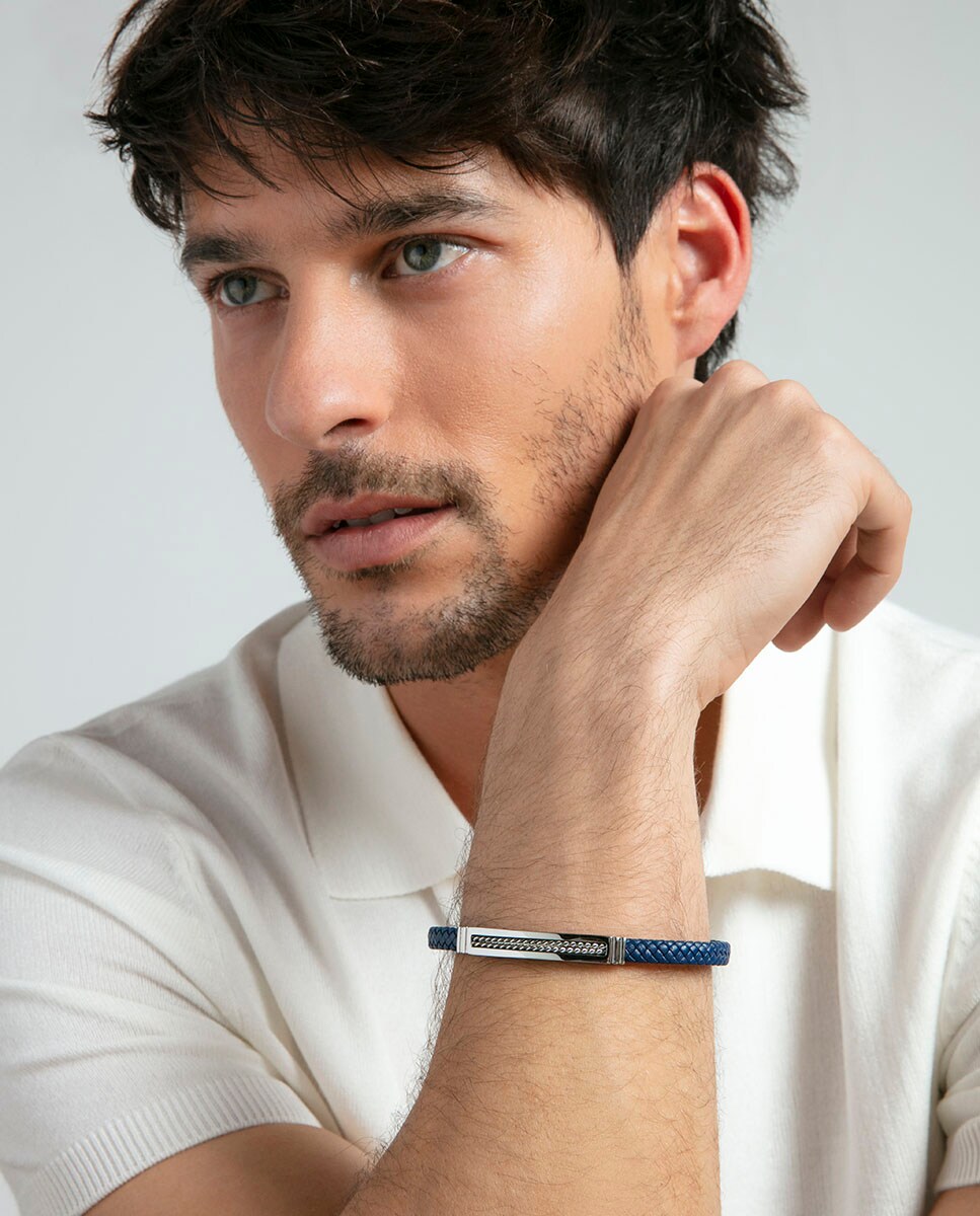 Pulsera de hombre de acero y piel azul · Viceroy · El Corte Inglés