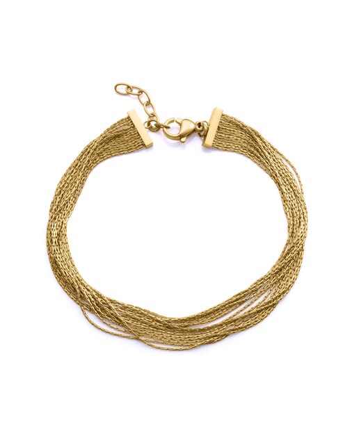 Imagen 0 de Pulsera de mujer de acero Ip dorado múltiples cadenas finas