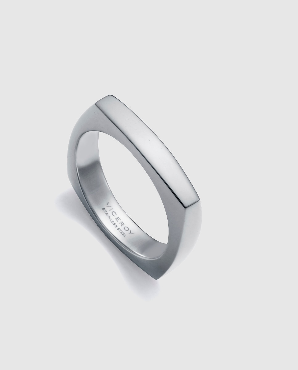 Imagen 0 de Anillo de hombre de acero cuadrado Plateado