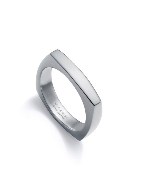Imagen 0 de Anillo de hombre de acero cuadrado