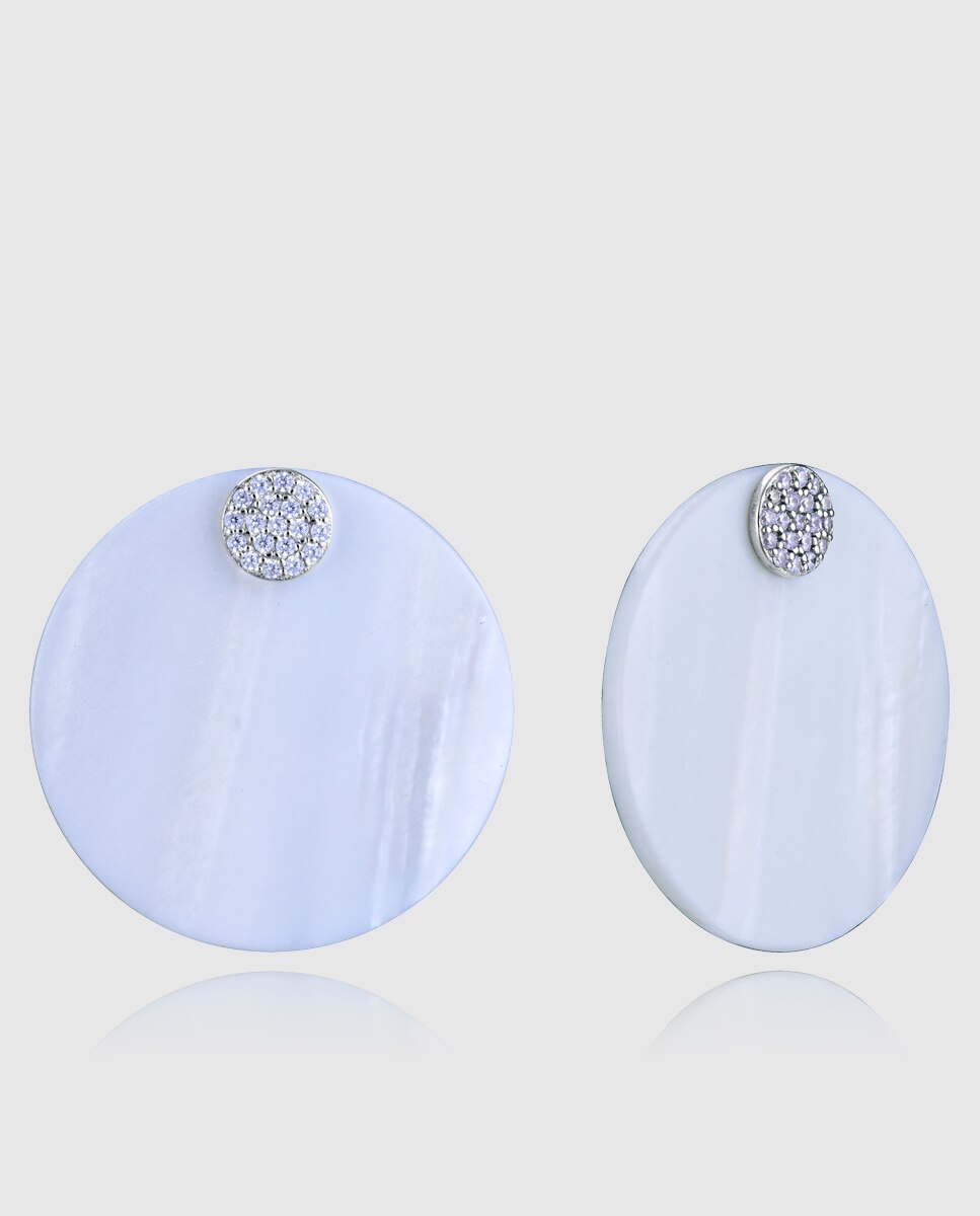 Pendientes de plata de primera ley con baño de rodio, madre perla redonda - Viceroy - Blanco Blanco-1