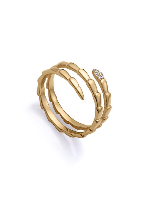 Imagen 0 de Anillo de plata de primera ley con baño de oro , serpiente doble vuelta