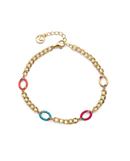 Imagen 0 de Pulsera de plata de primera ley con baño de oro,círculos