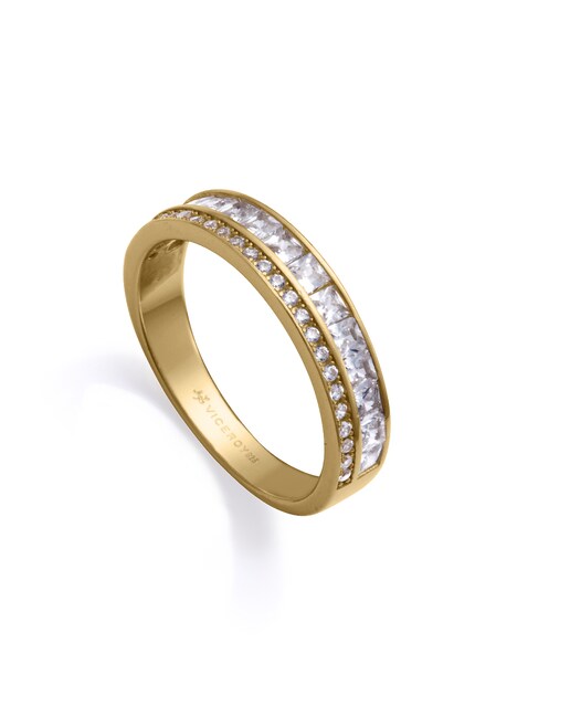 Imagen 0 de Anillo de plata de primera ley con baño de oro y circonitas
