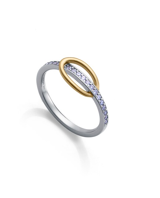 Imagen 0 de Anillo de plata de primera ley con baño de rodio y oro
